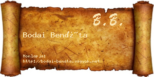 Bodai Benáta névjegykártya